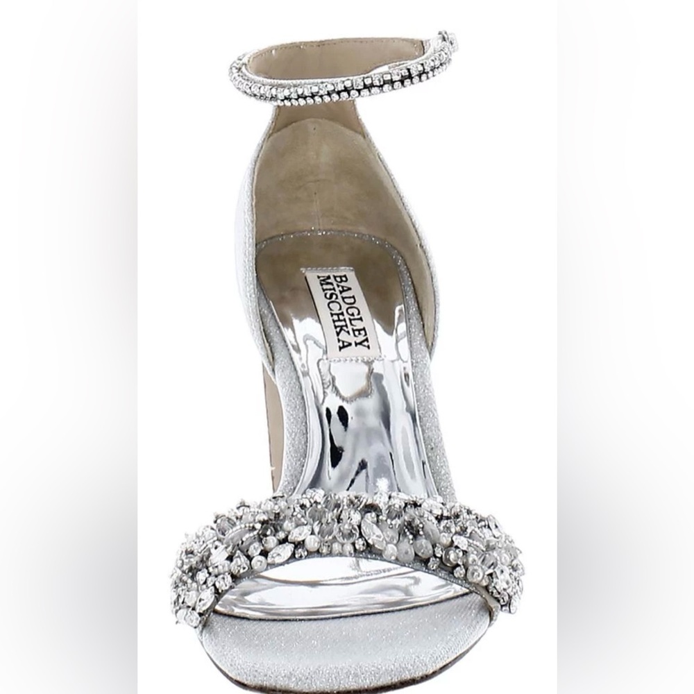 Badgley Mischka Silver Crystal Women's Heels Sz 7. - Picture 2 of 9